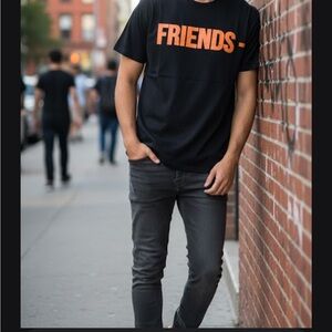 VLONE Black Tee with Orange Print